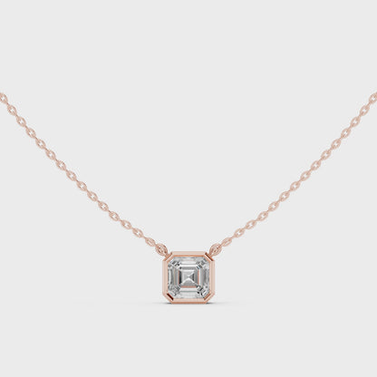 Bezel Asscher Diamond Pendant Necklace