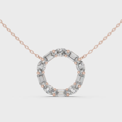 Celeste Circle Diamond Pendant Necklace