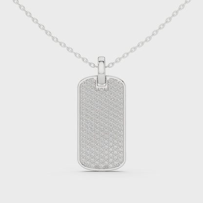 Atlas Diamond Dog Tag Pendant Necklace