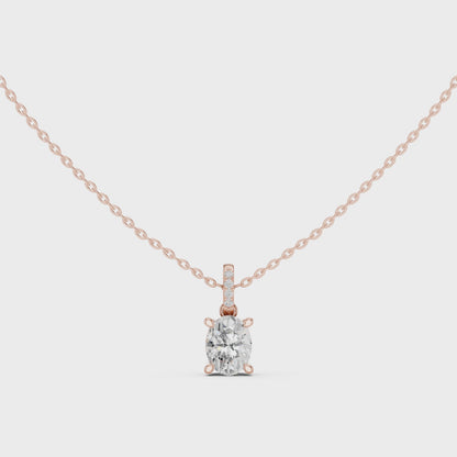 Oval Diamond Pendant Necklace
