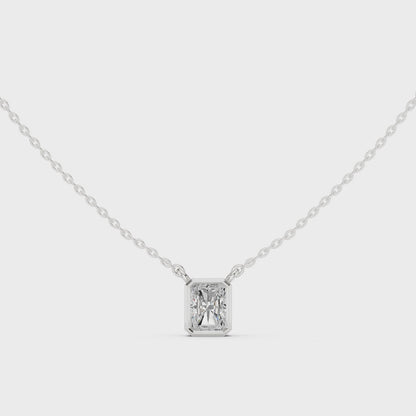 Bezel Radiant Diamond Pendant Necklace
