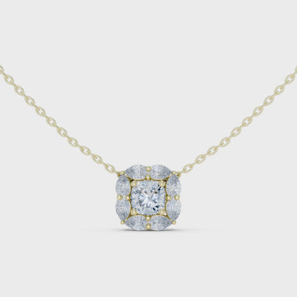 Aria Cushion Solitaire Diamond Pendant Necklace