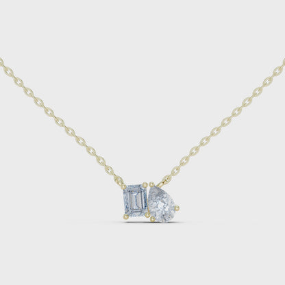 Elara Emerald Pear Diamond Pendant Necklace