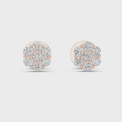 Round Cluster Diamond Earrings