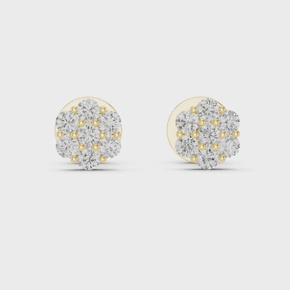 Round Cluster Diamond Earrings