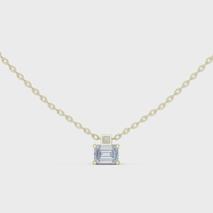 Nova Emerald Bezel Diamond Pendant Necklace