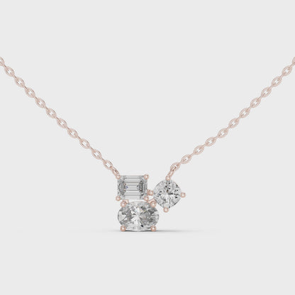 Stella Oval Three Stone Diamond Pendant Necklace