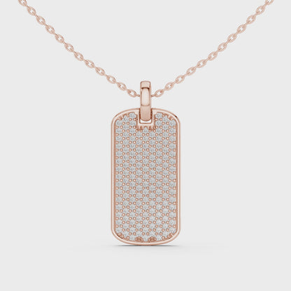 Atlas Diamond Dog Tag Pendant Necklace