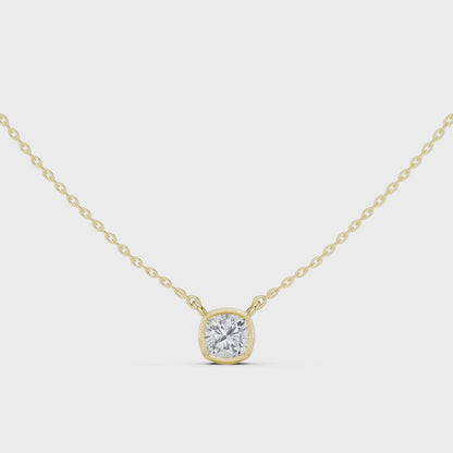 Bezel Cushion Diamond Pendant Necklace