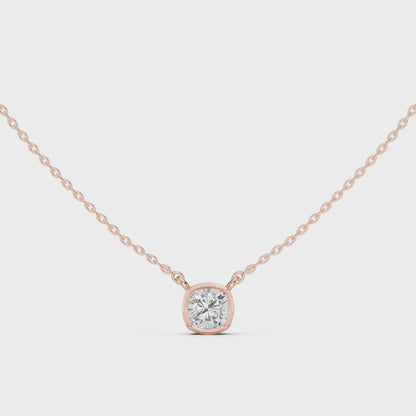 Bezel Cushion Diamond Pendant Necklace