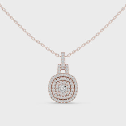 Celeste Round Halo Diamond Pendant Necklace
