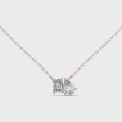 Elara Emerald Pear Diamond Pendant Necklace
