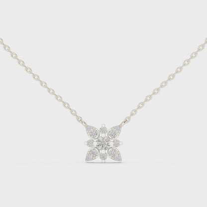 Luna Floral Diamond Pendant Necklace