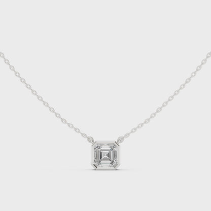 Bezel Asscher Diamond Pendant Necklace