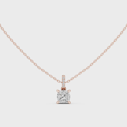 Cushion Diamond Pendant Necklace