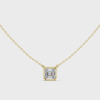 Bezel Asscher Diamond Pendant Necklace