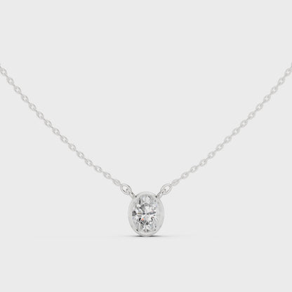 Bezel Oval Diamond Pendant Necklace