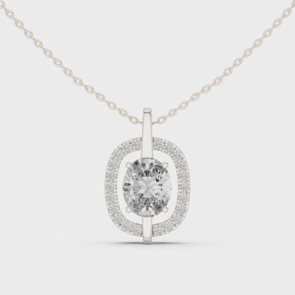 Seraphina Oval Halo Diamond Pendant Necklace