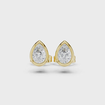 Celeste Pear Bezel Diamond Earrings