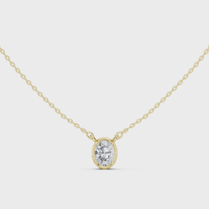 Bezel Oval Diamond Pendant Necklace