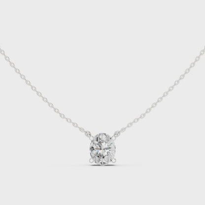 Basket Oval Diamond Pendant Necklace
