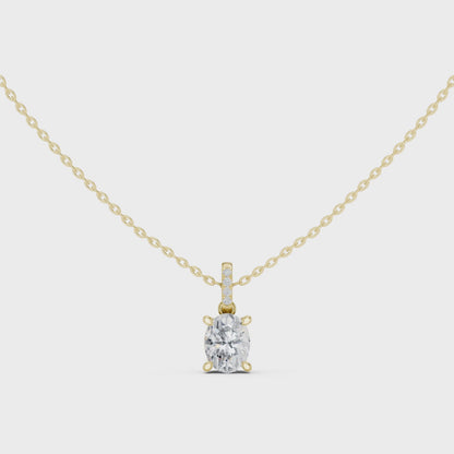 Oval Diamond Pendant Necklace