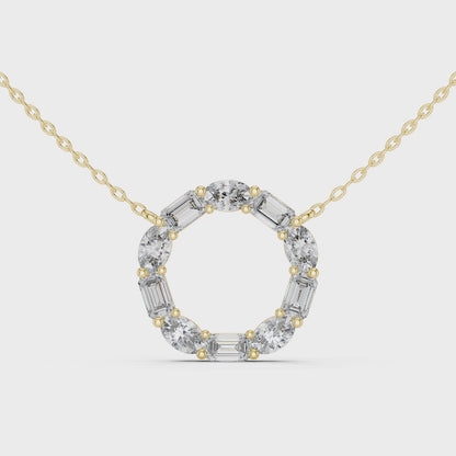 Celeste Circle Diamond Pendant Necklace