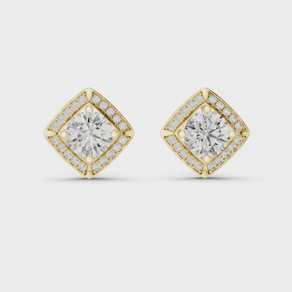 Square Cluster Diamond Earrings