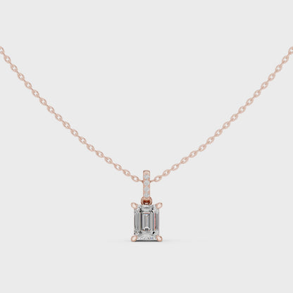 Emerald Solitaire Pendant Necklace