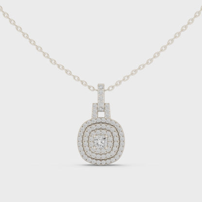 Celeste Round Halo Diamond Pendant Necklace