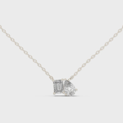 Elara Emerald Pear Diamond Pendant Necklace