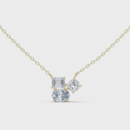 Stella Oval Three Stone Diamond Pendant Necklace