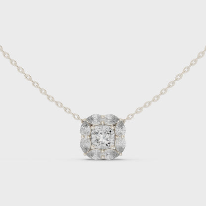 Aria Cushion Solitaire Diamond Pendant Necklace