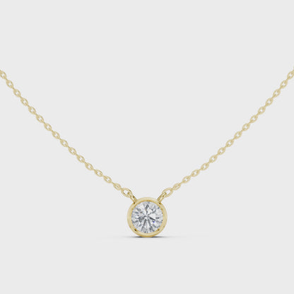 Bezel Round Diamond Pendant Necklace