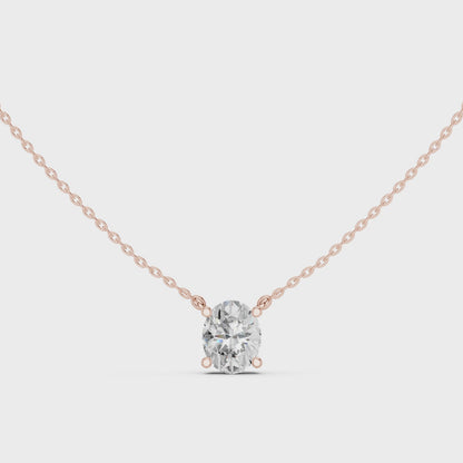 Basket Oval Diamond Pendant Necklace