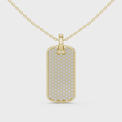 Atlas Diamond Dog Tag Pendant Necklace