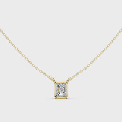Bezel Radiant Diamond Pendant Necklace