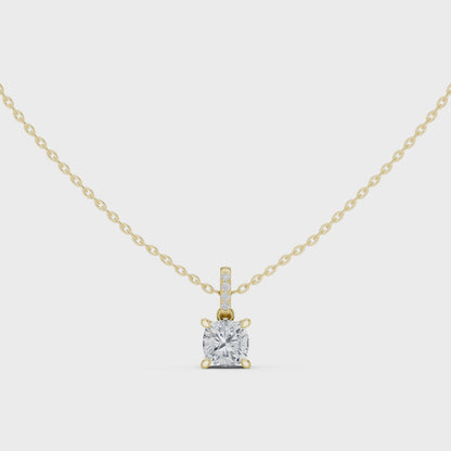 Cushion Diamond Pendant Necklace