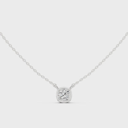 Bezel Cushion Diamond Pendant Necklace