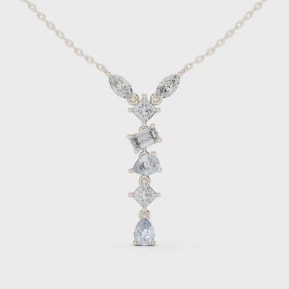 Aurora Graduated Diamond Drop Pendant Necklace