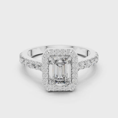 Emerald Halo Pavé Ring