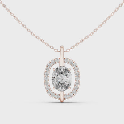 Seraphina Oval Halo Diamond Pendant Necklace