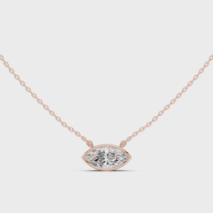 Bezel Marquise Diamond Pendant Necklace